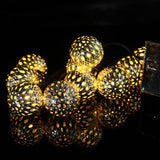 Morrocan Balls Metal Light String with 10 Golden Ball & White LED Lights (1.3 m)