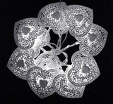 Filigree Heart Metal Light String with 10 White Hearts & Warm White LED Lights (1.3 m)