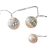 Morrocan Balls Metal Light String with 10 Silver Ball & White LED Lights (1.3 m)