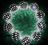 Morrocan Balls Metal Light String with 10 Silver Ball & White LED Lights (1.3 m)