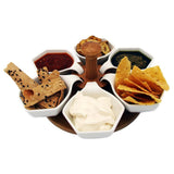 6 Locked Bowls Serving Platter with Wooden Tray Set