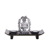 Lord Ganesha Gift Set Tray with 2 Tea Lights (Silver)