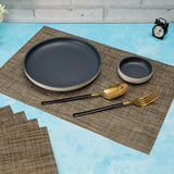 Malakos Checkered 6 Washable Table Mat Set (Dual Tone - Ash Gray)