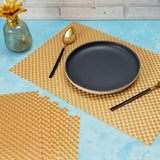 Malakos Checkered 6 Washable Table Mat Set (Gold)