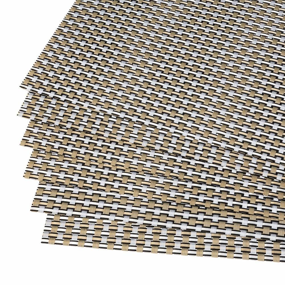 Malakos Checkered 6 Washable Table Mat Set (Gold, Silver & Black)