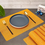 Malakos Checkered 6 Washable Table Mat Set (Dual Tone - Orange)