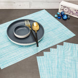 Malakos Checkered 6 Washable Table Mat Set (Dual Tone - Sky Blue)