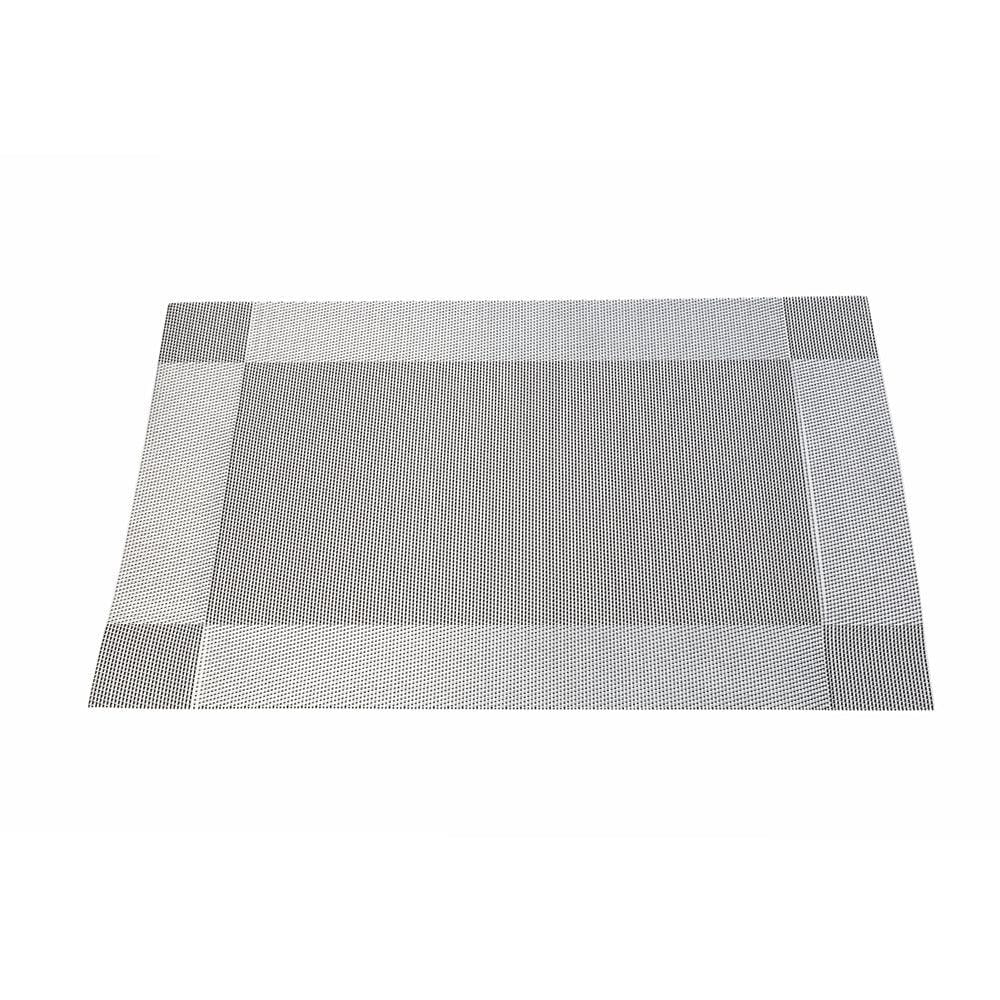 Malakos Diagonal Squares 6 Washable Table Mat Set (Black & Silver)