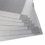 Malakos Diagonal Squares 6 Washable Table Mat Set (Black & Silver)