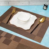Malakos Diagonal Squares 6 Washable Table Mat Set (Saddle Brown)