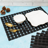 Malakos Hollow Squares 6 Washable Table Mat Set (Black)