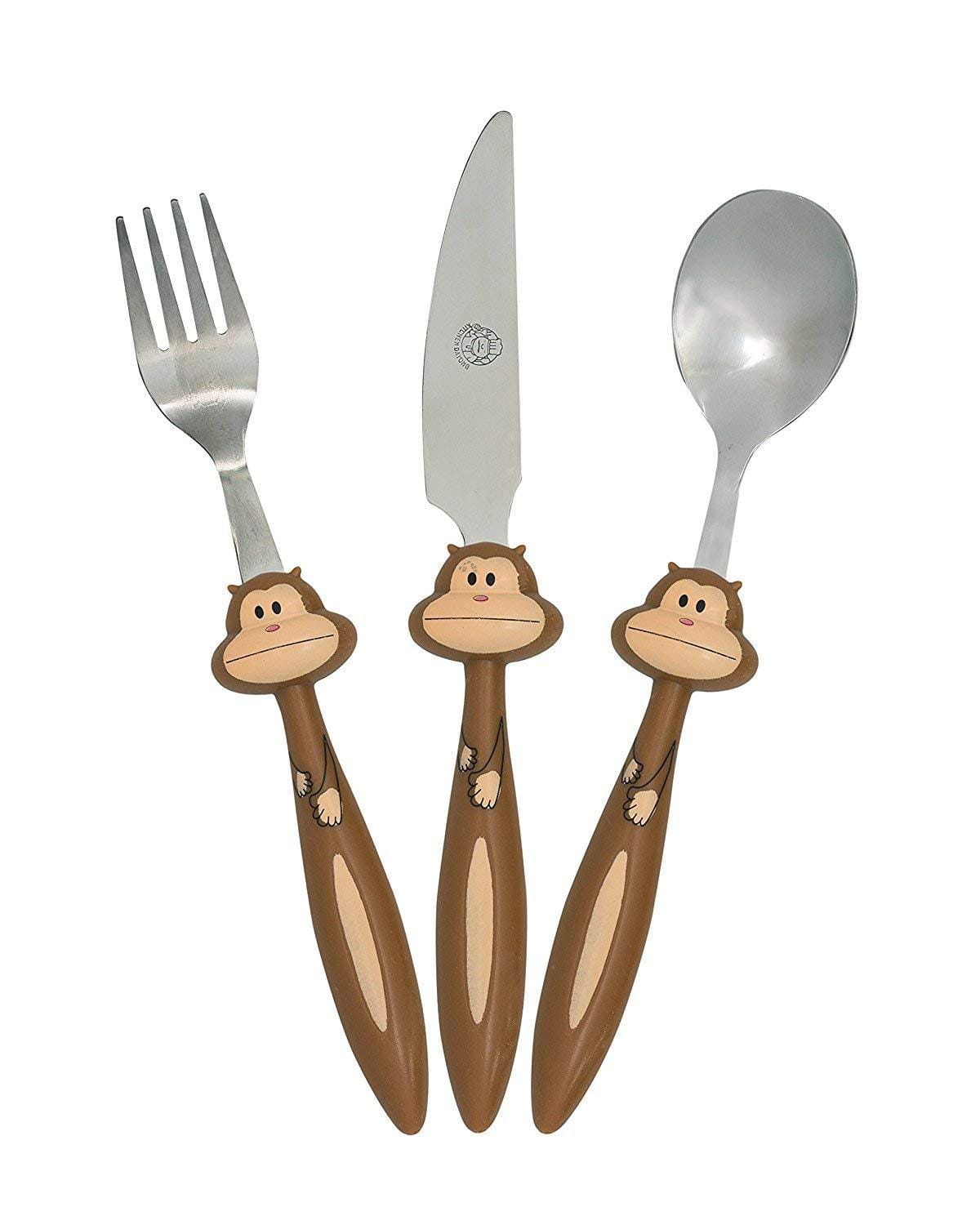 Funky Kids Cutlery Set - Monkey (Brown) (3 Piece Set)