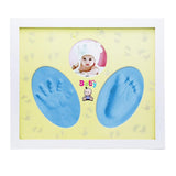 New Born Baby Photo Wooden Wall Frame with 2 Hands Or 2 Feet Permanent Impressions (Blue)