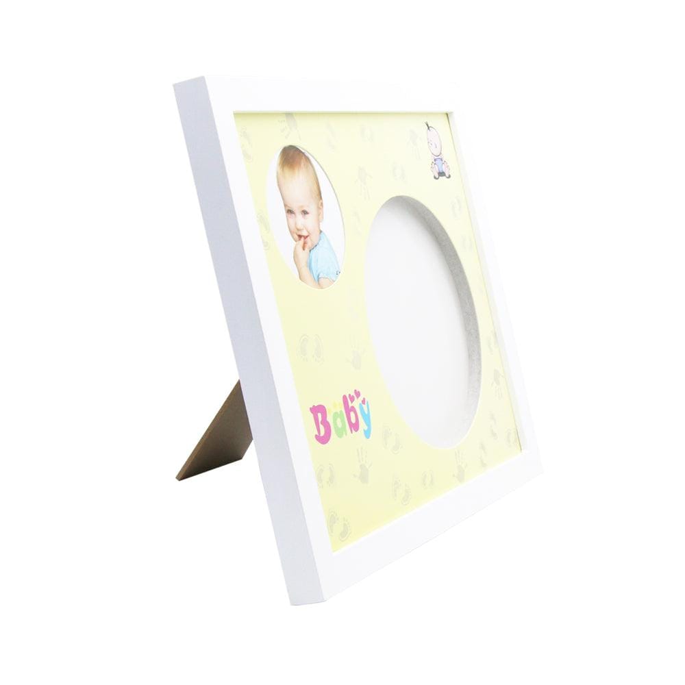 New Born Baby Wooden Wall Photo Frame with Hand & Foot Permanent Impressions (Blue)