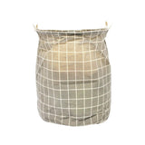 Beige Checkered Laundry Basket