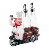 Foodie Chef Figurine Resin Oil & Vinegar Bottles Holder Set