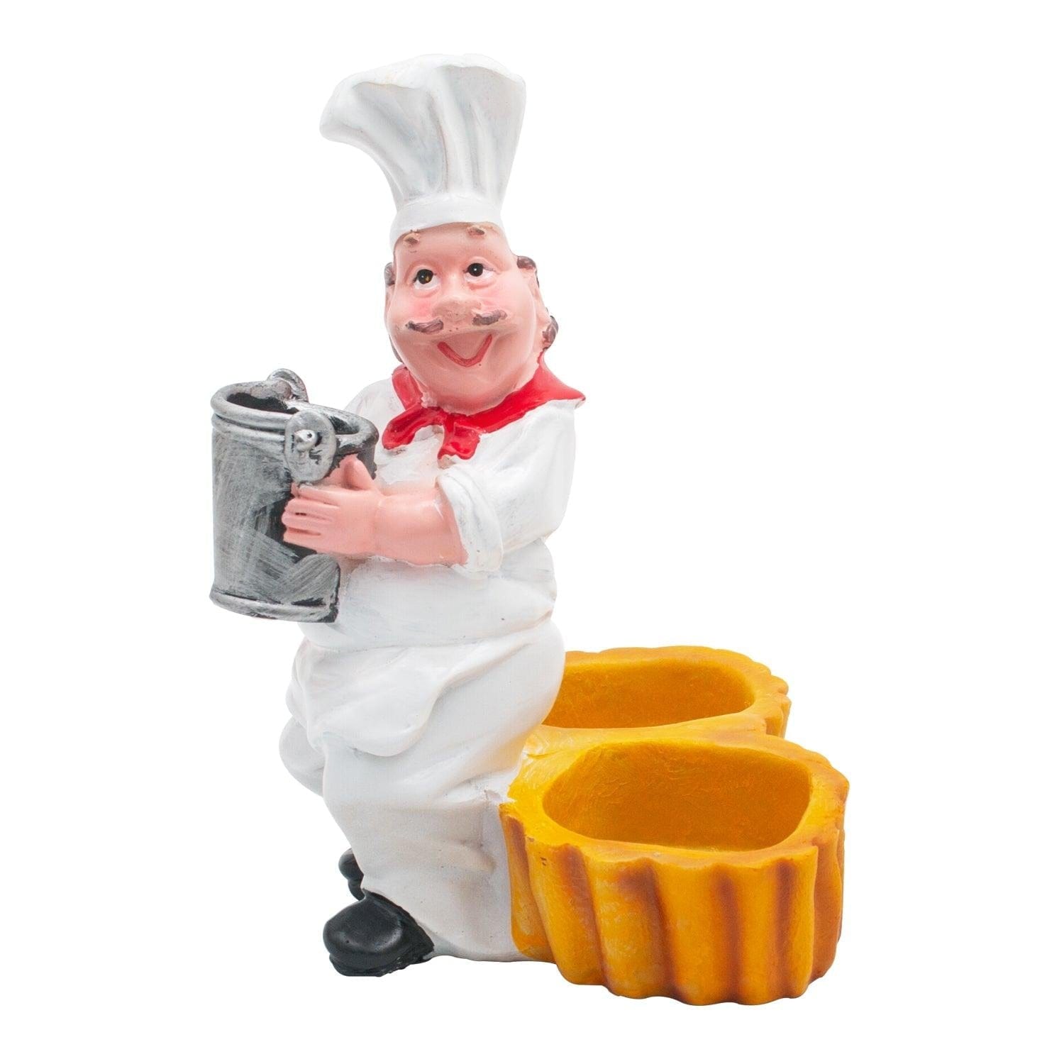 Foodie Chef Figurine Resin Oil & Vinegar Bottles with Toothpick Holder Set (Right)