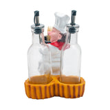 Foodie Chef Figurine Resin Oil & Vinegar Bottles with Toothpick Holder Set (Right)