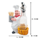 Foodie Chef Figurine Resin Oil & Vinegar Bottles with Toothpick Holder Set (Right)
