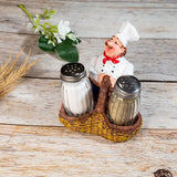 Foodie Chef Figurine Resin Salt & Pepper Shakers on Bicycle with High Basket Set