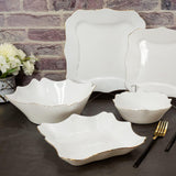 25 Piece Royal Square Opal White with Gold Lining Dinner Set