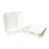 25 Piece Royal Square Opal White with Gold Lining Dinner Set