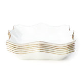 25 Piece Royal Square Opal White with Gold Lining Dinner Set