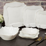 26 Piece Royal Square Opal White with Gold Lining Dinner Set