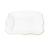 26 Piece Royal Square Opal White with Gold Lining Dinner Set