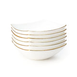 26 Piece Royal Curvy Square Opal White with Gold Lining Dinner Set