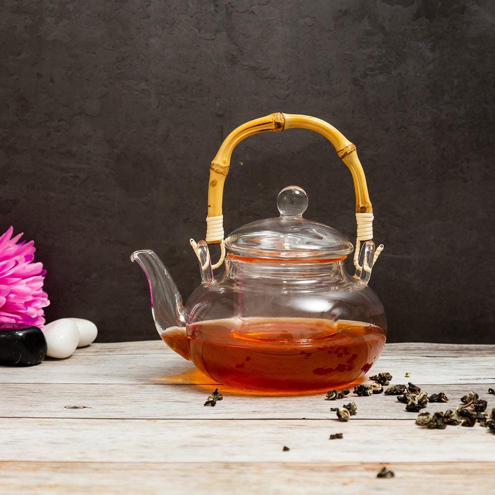 Oriental Glass Tea Pot with Bamboo Handle (600 ml)