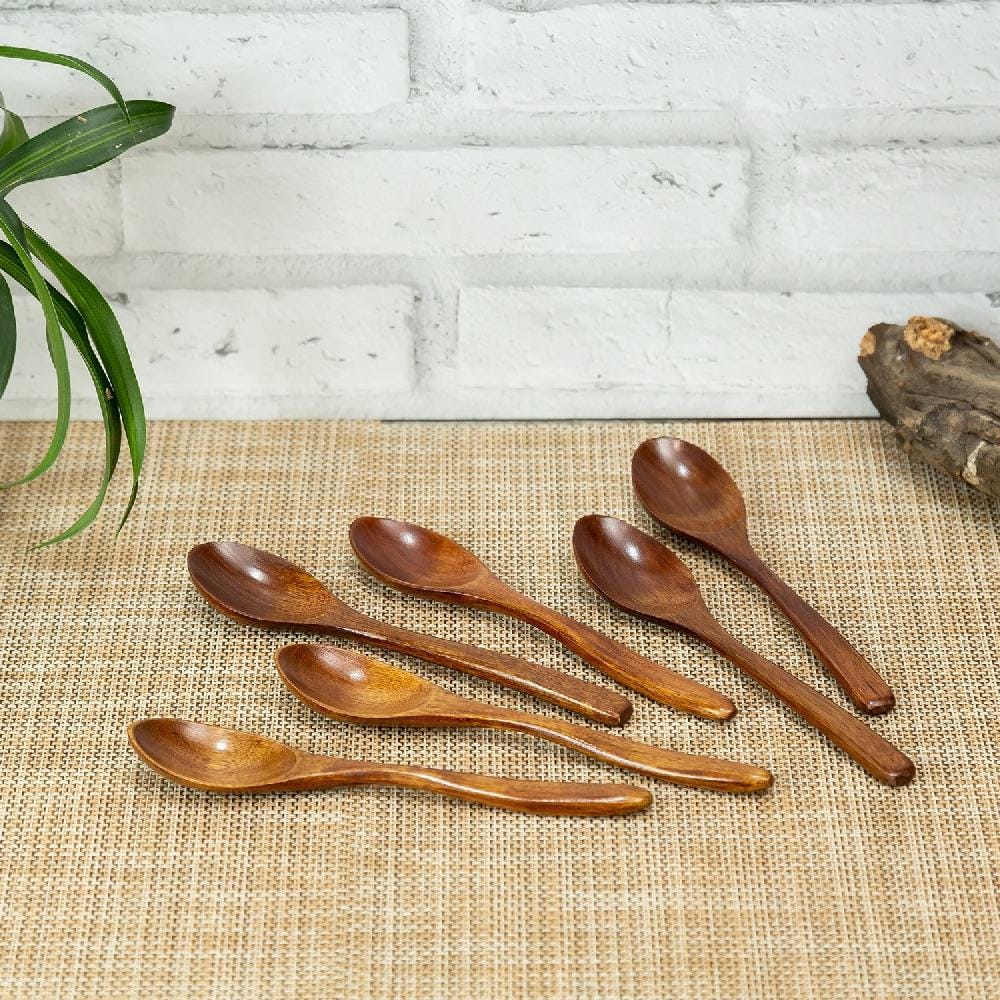 Oval Boat Style Wooden Dining & Dessert Spoon (Pack of 6)