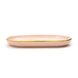 Urbane Select 11.5 Inch Bone China Oval Plate (Glossy Baby Pink with Gold Lining)