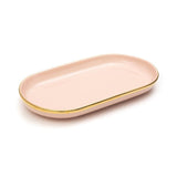 Urbane Select 11.5 Inch Bone China Oval Plate (Glossy Baby Pink with Gold Lining)
