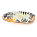 Colorful Palm Leaf 9.5 Inch Ceramic Oval Plates (Pack of 2)