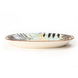 Colorful Palm Leaf 9.5 Inch Ceramic Oval Plates (Pack of 2)