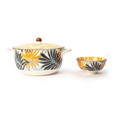 Ceramic Palm Leaf Styled 1 Casserol and 6 Bowls Set