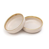Pastely 3.5 Inch Ceramic Dessert Plates (Bone White with Golden Rim) (Pack of 2)
