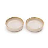 Pastely 3.5 Inch Ceramic Dessert Plates (Bone White with Golden Rim) (Pack of 2)