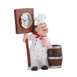 Foodie Chef Figurine Resin Pen Holder with Clock Set (Brown)