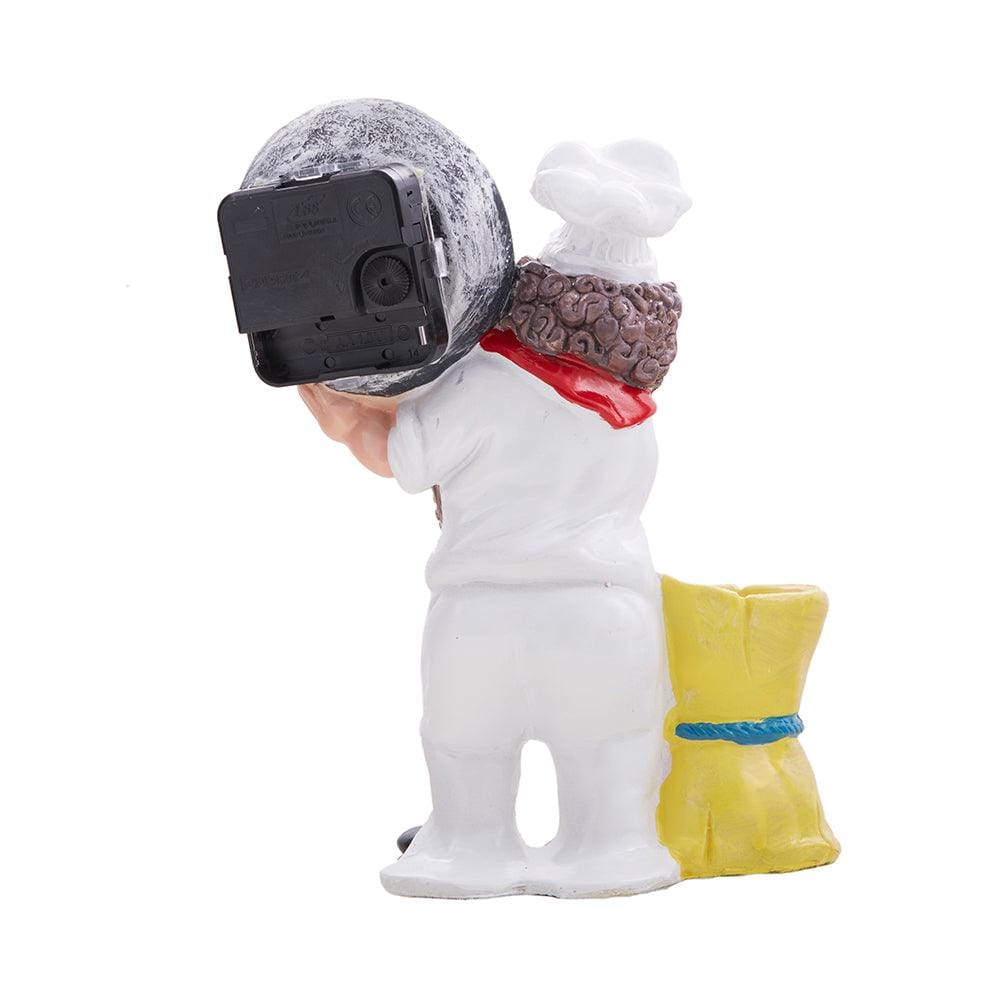 Foodie Chef Figurine Resin Pen Holder with Clock Set (Yellow)