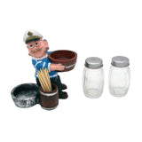 Nautical Sailor Figurine Resin Salt & Pepper Shakers with Toothpick Holder Set (White in Blue Shirt) (Pail)