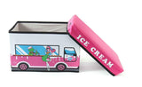 Pink Ice Cream Van - Collapsible Medium Storage Box Cum Sitting Pouf