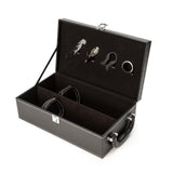 Classy Black 4 Piece Wine Accessory Set in Double Layer Leather Gift Box