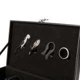 Classy Black 4 Piece Wine Accessory Set in Double Layer Leather Gift Box