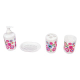 Flowers - 4 Piece Multicolor Bathroom Set