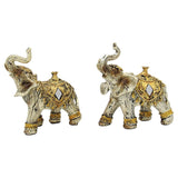 Decorative Pair of Artistic Saluting Elephants (Antique Gold) Showpiece