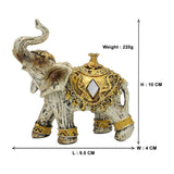 Decorative Pair of Artistic Saluting Elephants (Antique Gold) Showpiece