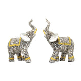 Decorative Pair of Royal Salute Elephants (Antique Silver) Showpiece