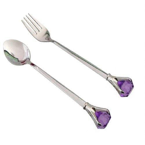 Purple Crystal Cutlery Set (Spoon & Fork)